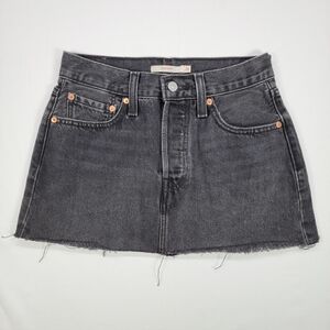 Levi's Charcoal Denim Icon Skirt Waist 26 NWT